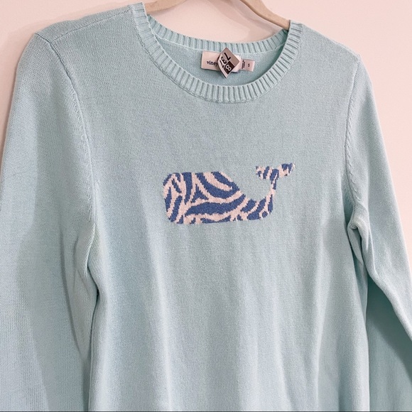 Vineyard Vines Zebra Whale Intarsia Sweater in Aqua - Picture 11 of 14